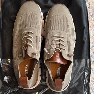 Men's Knit Lace-Up Slip-On Loafers in Taupe by LEISURE